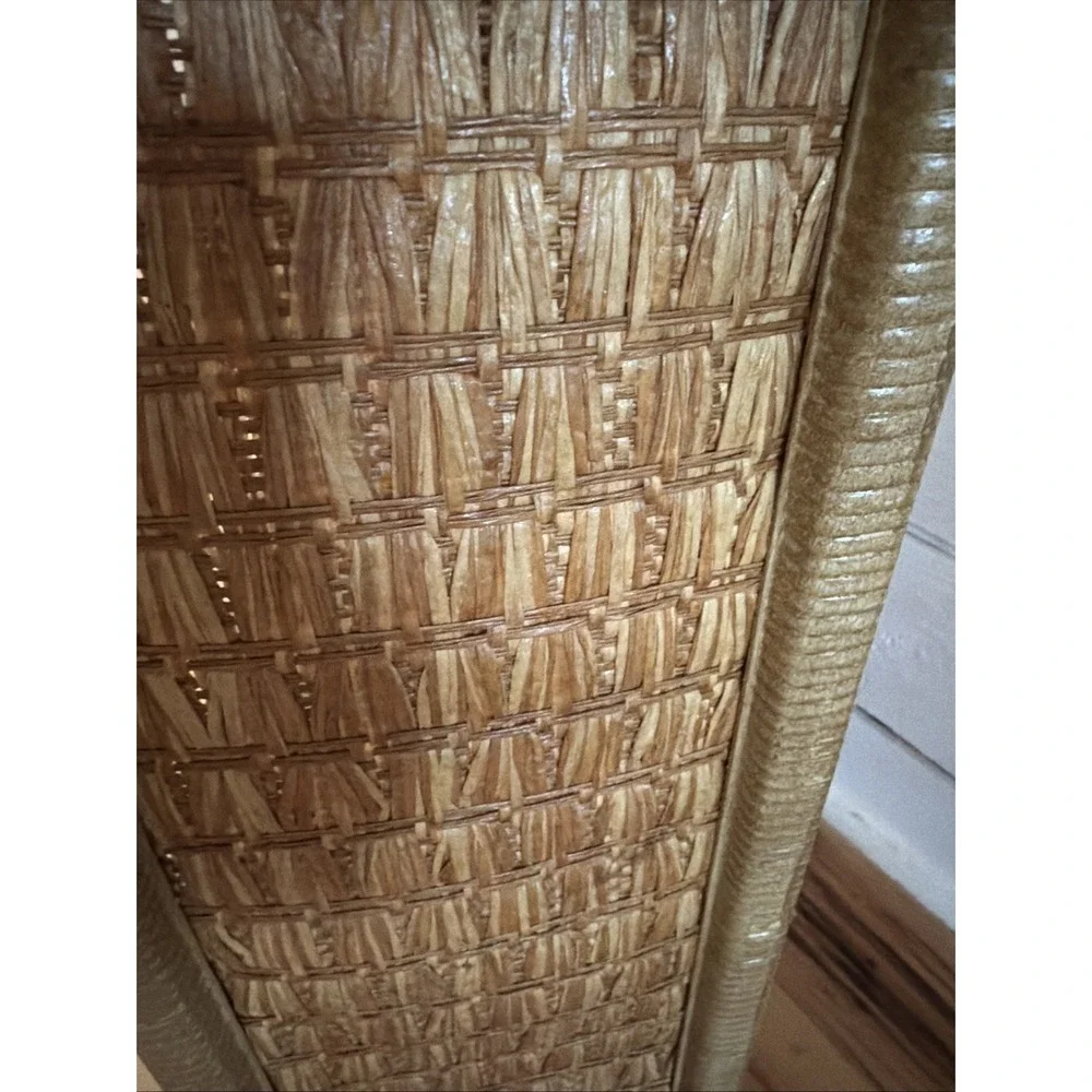 Vintage Woven Rattan Wicker Tan 2 Tier‎ Hanging Wall Shelf Bathroom Cottagecore